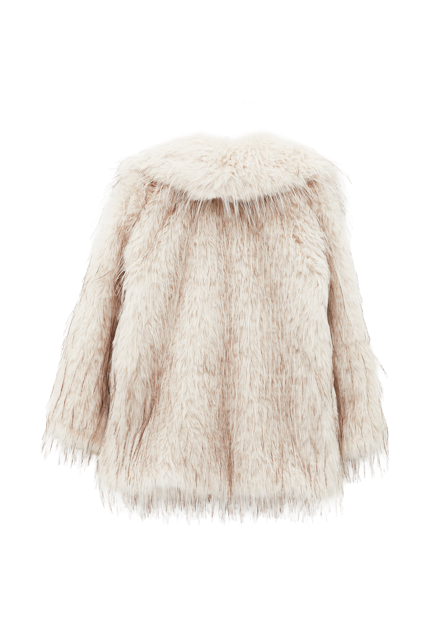 Krem Oversize Vegan Kürk Kaban