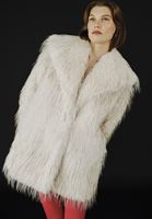 Bayan Krem Oversize Vegan Kürk Kaban