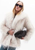 Bayan Krem Oversize Vegan Kürk Kaban