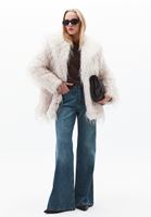 Bayan Krem Oversize Vegan Kürk