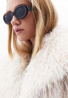 Bayan Krem Oversize Vegan Kürk