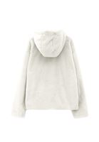 Bayan Krem Kapüşonlu Vegan Kürk Ceket