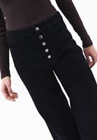 Bayan Siyah Yüksek Bel Wide-Leg Pantolon