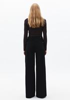 Bayan Siyah Yüksek Bel Wide-Leg Pantolon