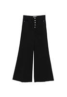 Bayan Siyah Yüksek Bel Wide-Leg Pantolon