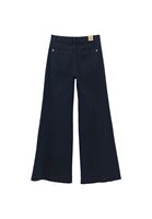 Bayan Lacivert Yüksek Bel Wide-Leg Pantolon