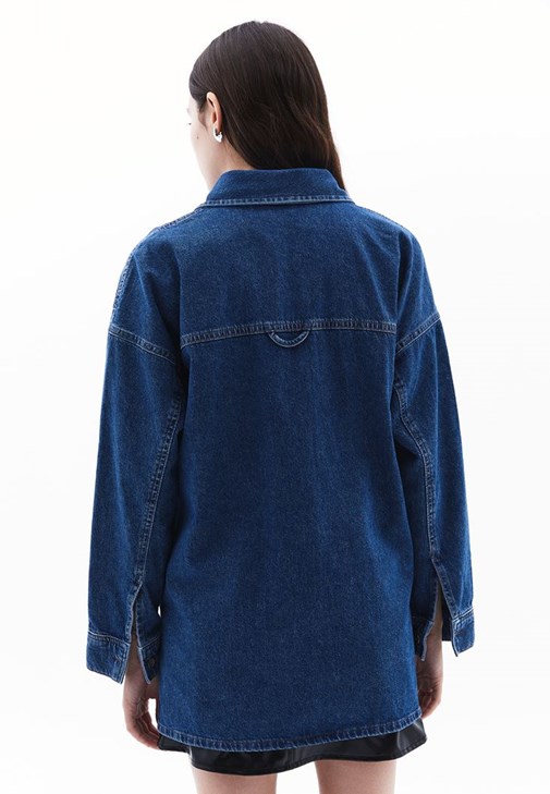 Denim Gömlek ve Rugan Etek Kombini