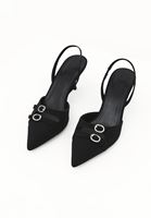 Bayan Siyah Tokalı Topuklu Ayakkabı