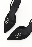 Bayan Siyah Tokalı Topuklu Ayakkabı