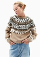 Bayan Çok Renkli Sıfır Yaka Jakarlı Kazak