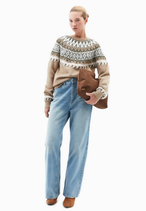  Jakarlı Kazak ve Pantolon Kombini