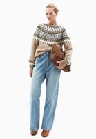 Bayan Çok Renkli Sıfır Yaka Jakarlı Kazak