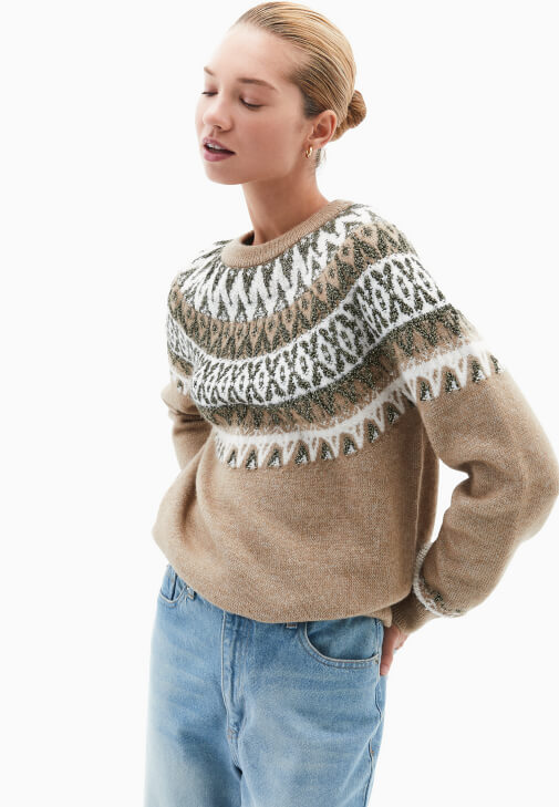 Jakarlı Kazak ve Pantolon Kombini