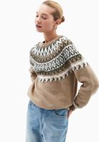 Bayan Çok Renkli Sıfır Yaka Jakarlı Kazak