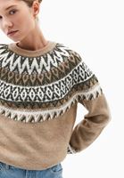 Bayan Çok Renkli Sıfır Yaka Jakarlı Kazak