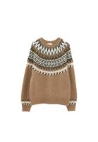 Bayan Çok Renkli Sıfır Yaka Jakarlı Kazak