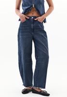 Bayan Mavi Barrel-Fit Denim Pantolon