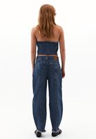 Bayan Mavi Barrel-Fit Denim Pantolon