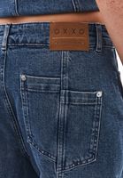 Bayan Mavi Barrel-Fit Denim Pantolon
