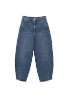 Bayan Mavi Barrel-Fit Denim Pantolon