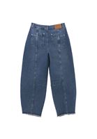 Bayan Mavi Barrel-Fit Denim Pantolon