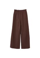 Bayan Kahverengi Keten Karışımlı Wide-Leg Pantolon
