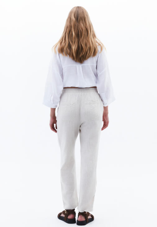 Keten Pantolon ve Keten Oversize Gömlek Kombini