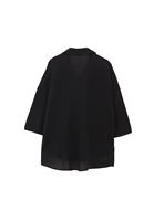 Bayan Siyah Keten Karışımlı Oversize Gömlek