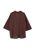 Bayan Kahverengi Keten Karışımlı Oversize Gömlek