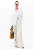 Bayan Çok Renkli Keten Karışımlı Wide-Leg Pantolon