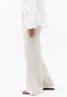 Bayan Çok Renkli Keten Karışımlı Wide-Leg Pantolon