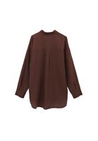 Bayan Kahverengi Keten Düğmeli Gömlek