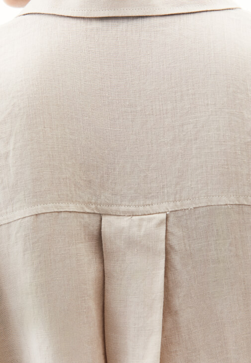 Keten Düğmeli Gömlek ve Pantolon Kombini