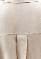 Bayan Bej Keten Düğmeli Gömlek