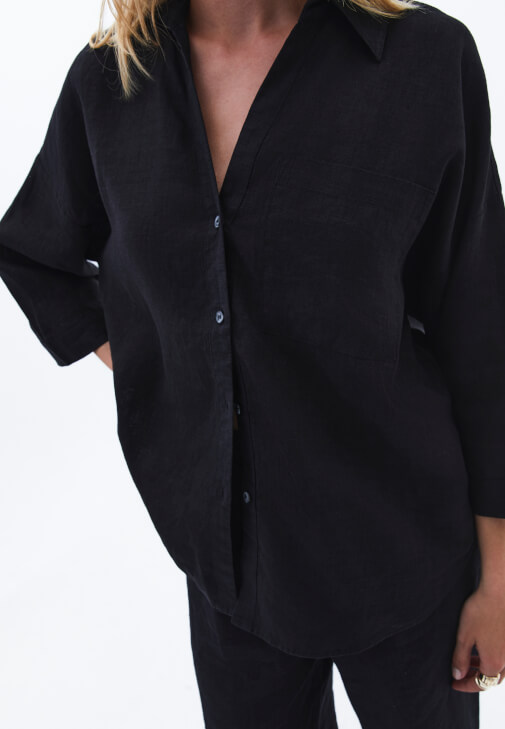 Keten Gömlek ve Bol Paça Pantolon Kombini