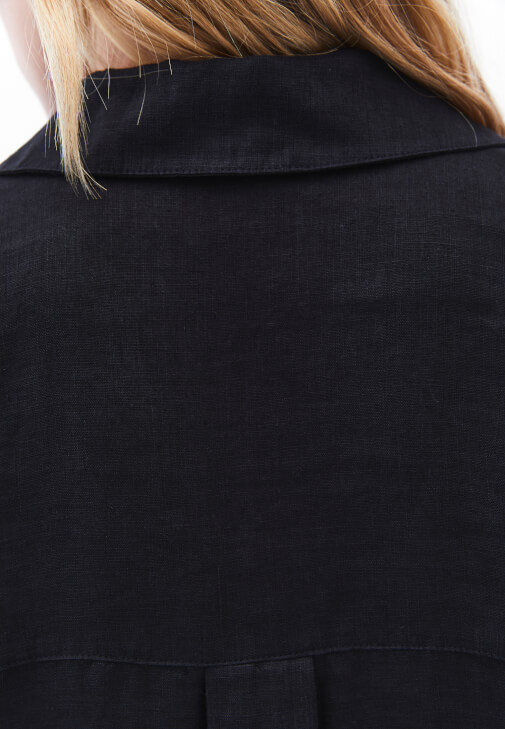 Keten Gömlek ve Bol Paça Pantolon Kombini