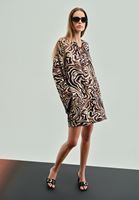 Bayan Çok Renkli Keten Karışımlı Bağcıklı Elbise