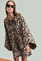 Bayan Çok Renkli Keten Karışımlı Bağcıklı Elbise