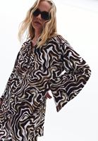 Bayan Çok Renkli Keten Karışımlı Bağcıklı Elbise