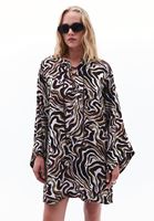 Bayan Çok Renkli Keten Karışımlı Bağcıklı Elbise