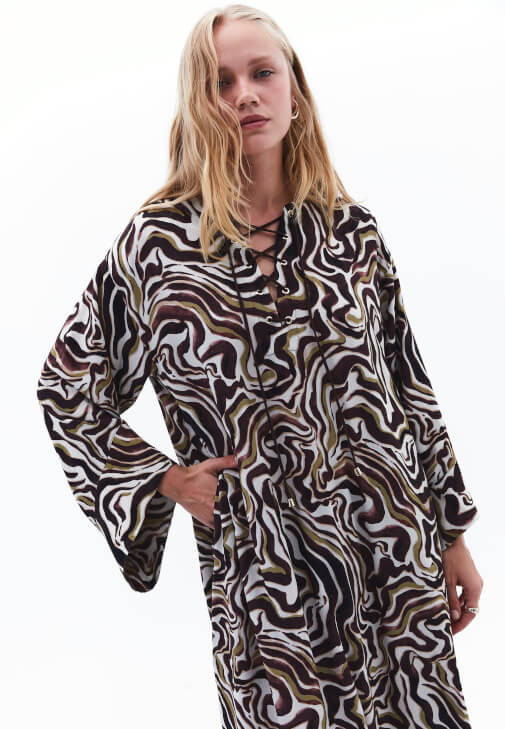 Keten Karışımlı Elbise ve Babet Kombini