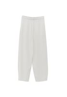 Bayan Beyaz Keten Karışımlı Baggy-Fit Pantolon