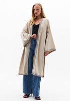 Bayan Bej Keten Karışımlı Kimono