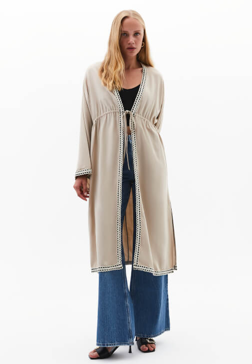 Keten Kimono ve Bootcut Pantolon Kombini