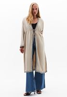 Bayan Bej Keten Karışımlı Kimono