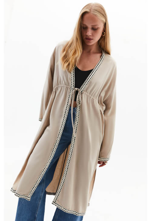 Keten Kimono ve Bootcut Pantolon Kombini