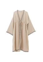 Bayan Bej Keten Karışımlı Kimono