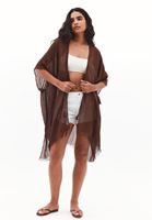 Bayan Kahverengi Basic Kimono