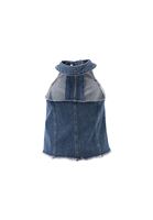 Bayan Mavi Halter Yaka Denim Bluz
