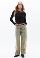Women Sand Beige Mid Rise Baggy Fit Pants